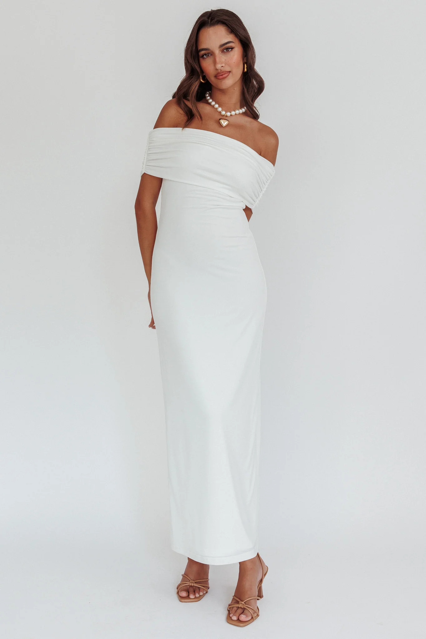 Cruising Sunset Off Shoulder Dress Off White - Image 4