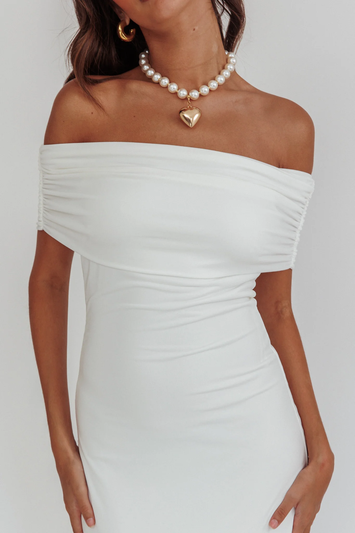 Cruising Sunset Off Shoulder Dress Off White - Image 5