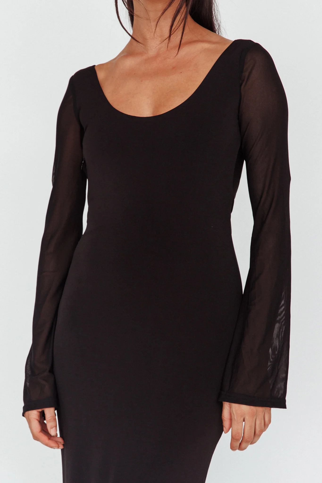 Crystal Ball Open Back Ruched Maxi Dress Black - Image 4