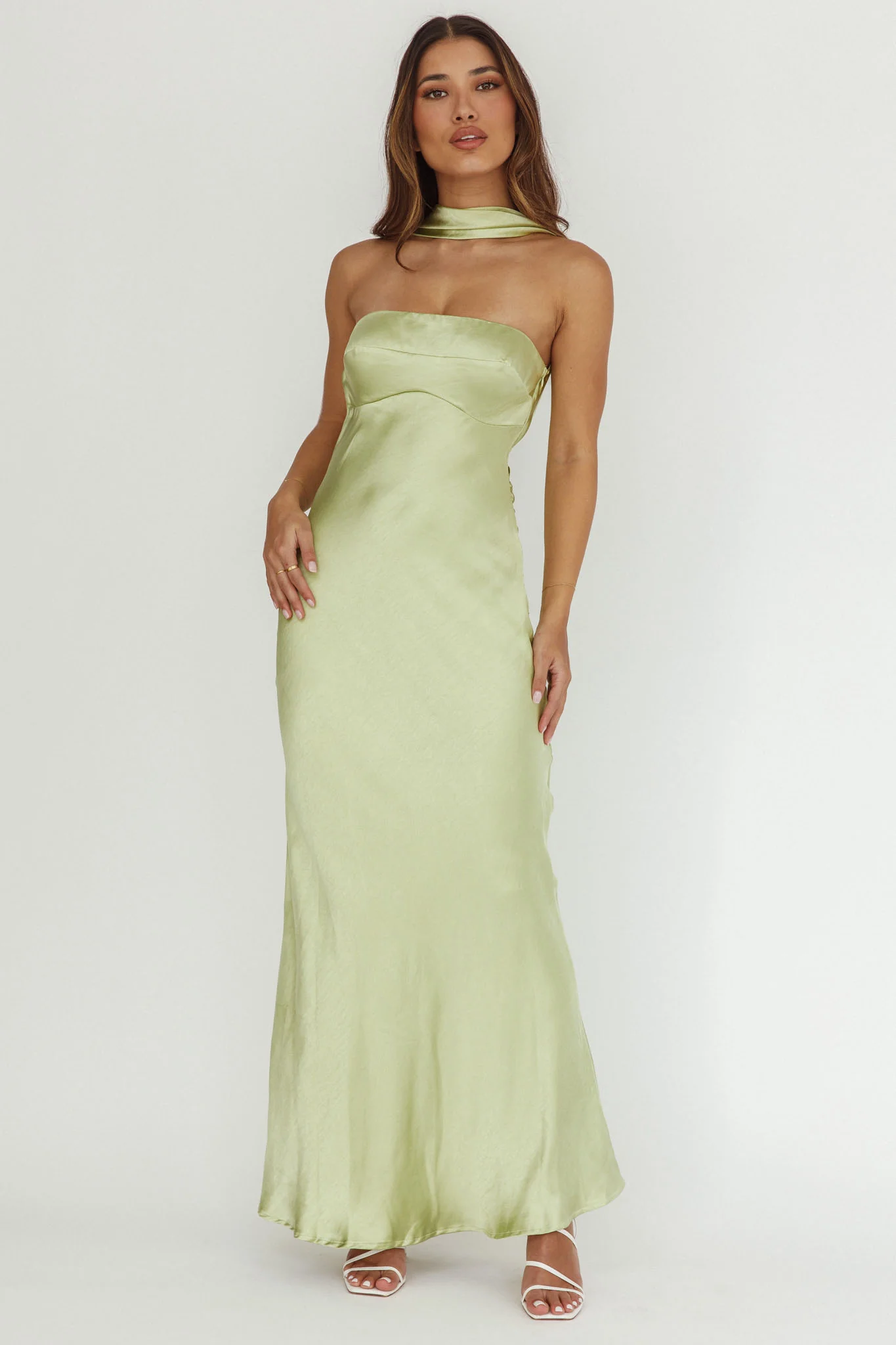 Damsel Reverse Halter Maxi Dress Pistachio - Image 5