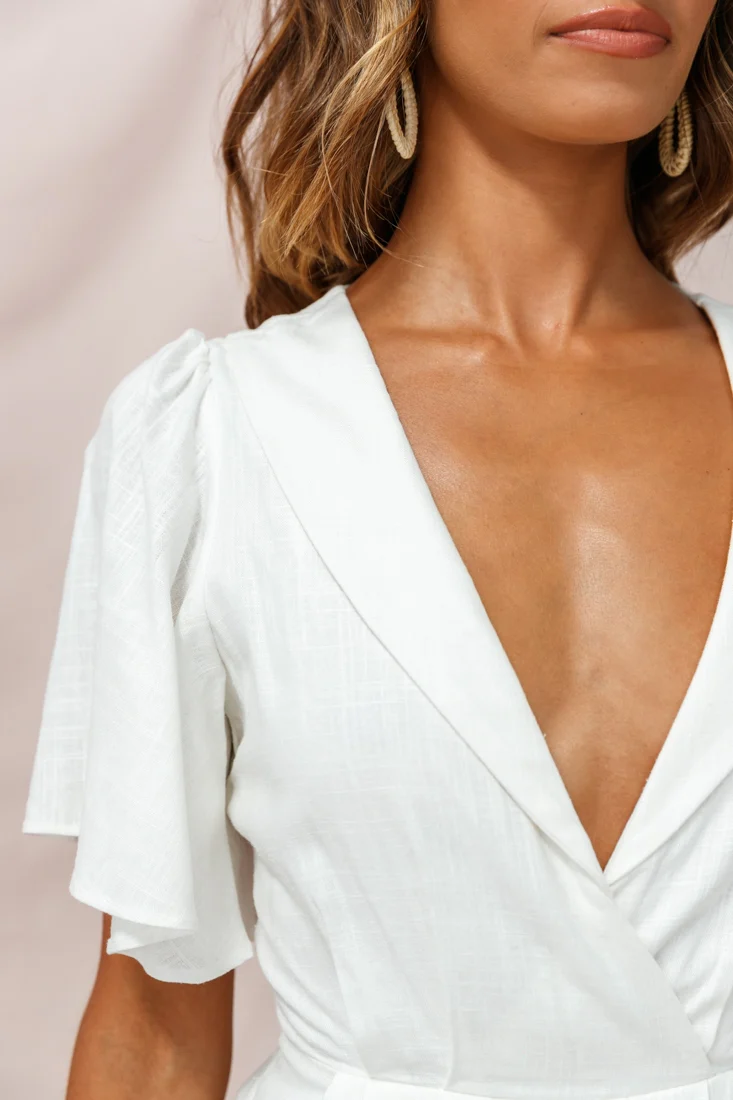 Dana Straight Leg Collared Neck Jumpsuit White - Image 5