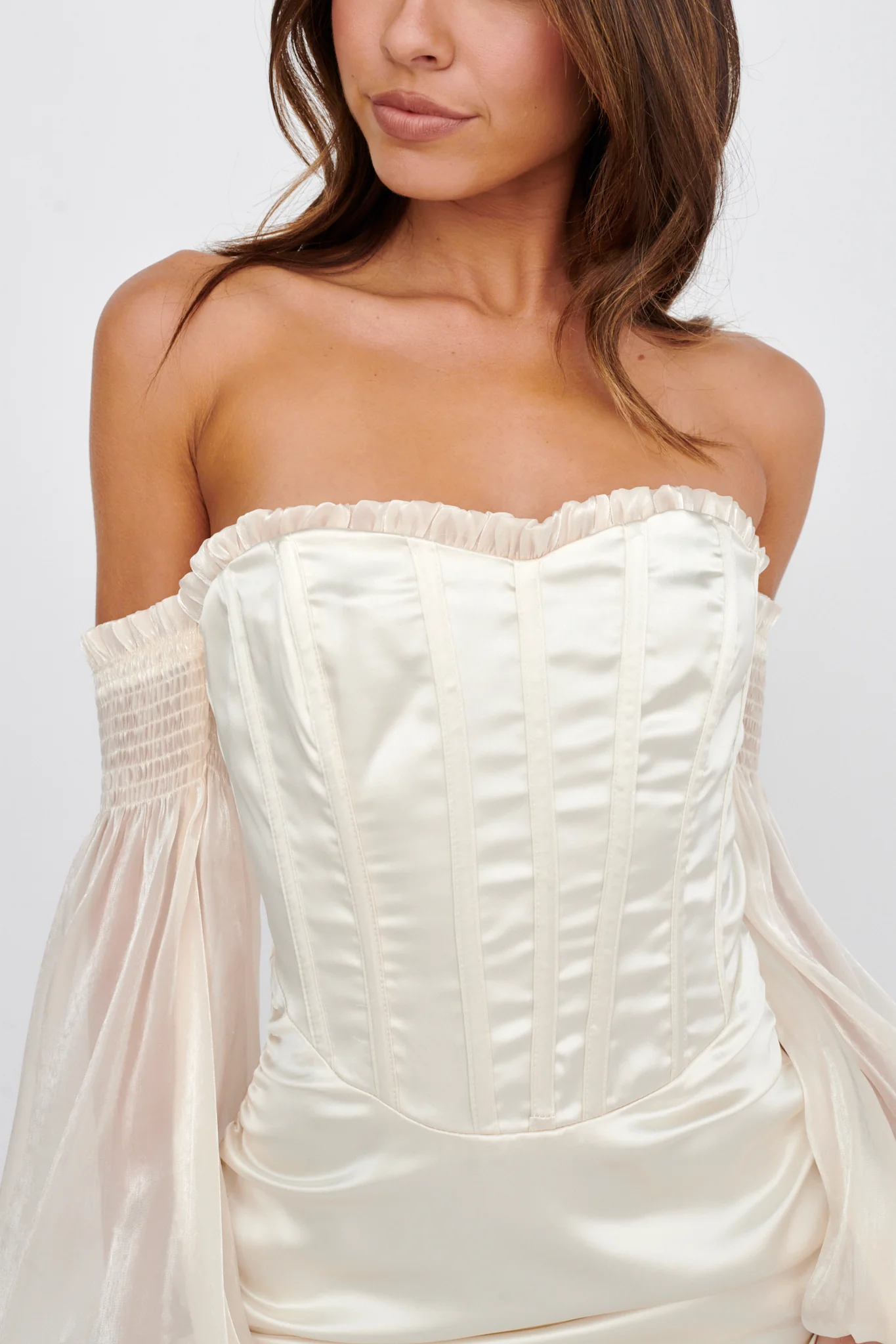 Dance The Night Corset Bodice Mini Dress Cream - Image 4