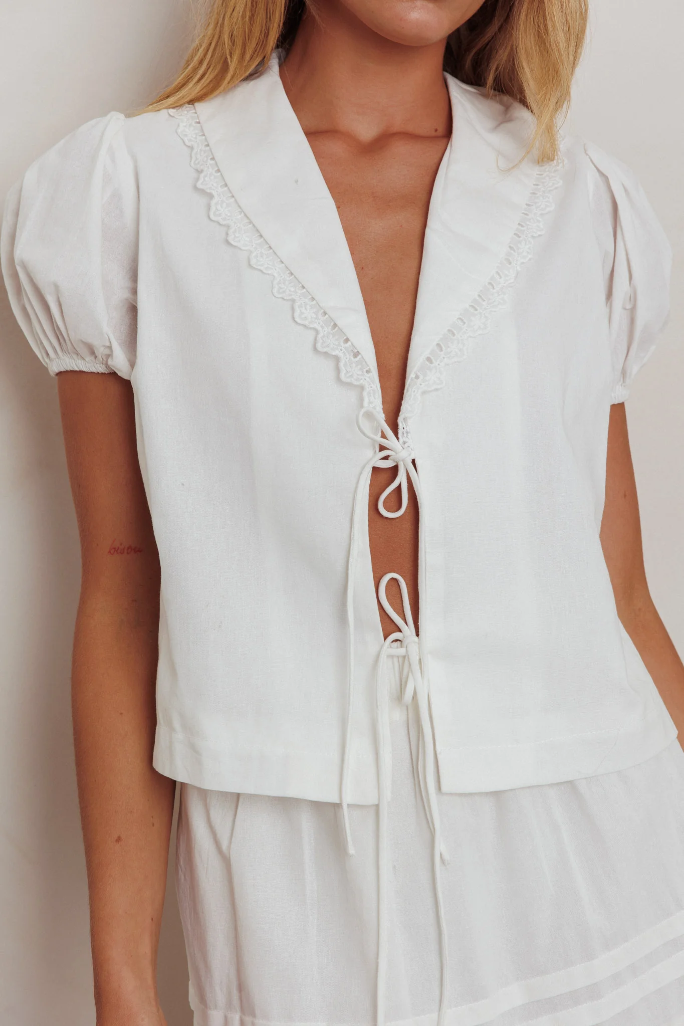 Danessa Tie Front Top White - Image 4