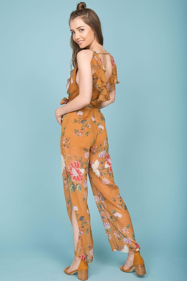 Danica Dressy Floral Jumpsuit Mustard - Image 5