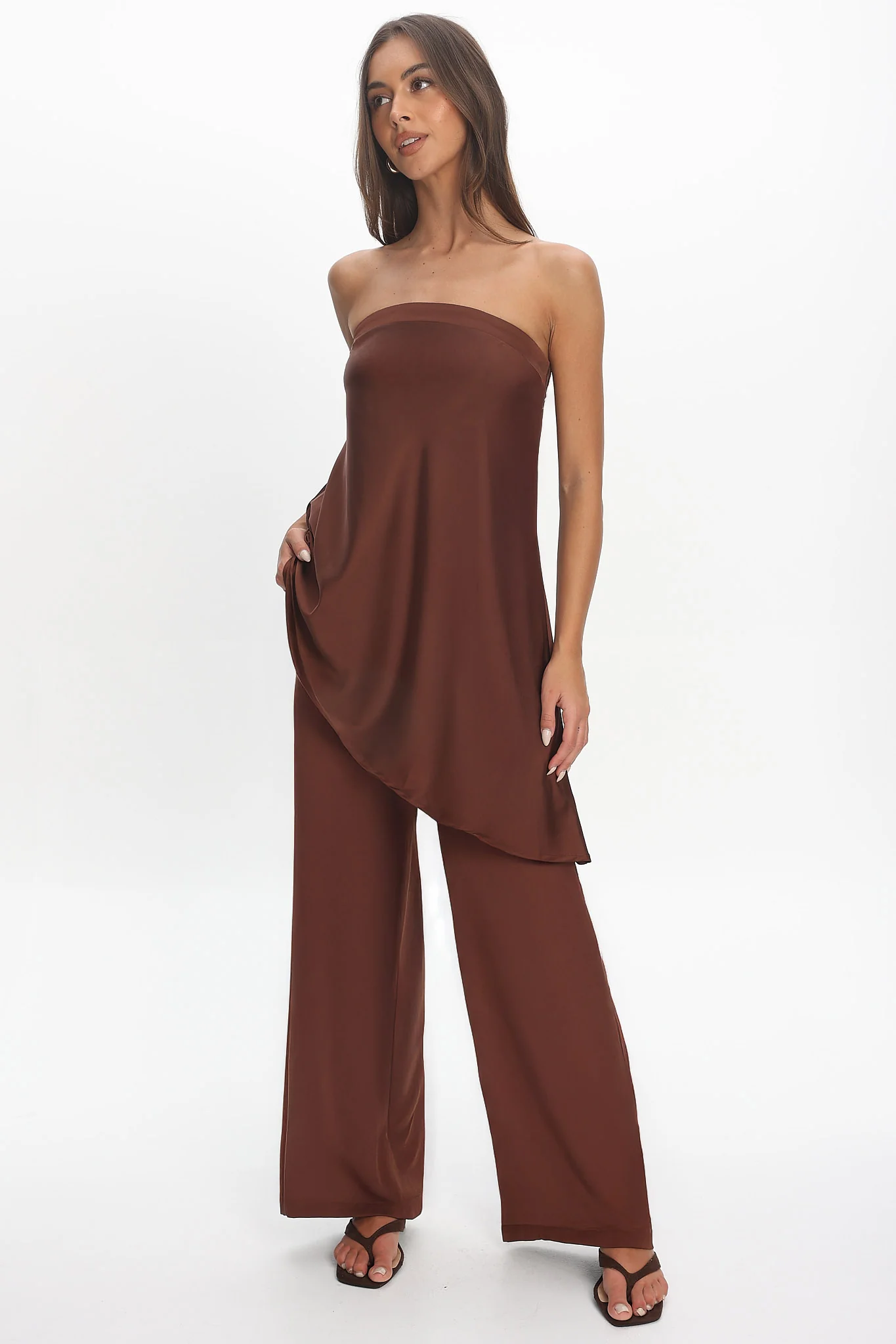 Danita Elastic Waist Pants Chocolate - Image 4