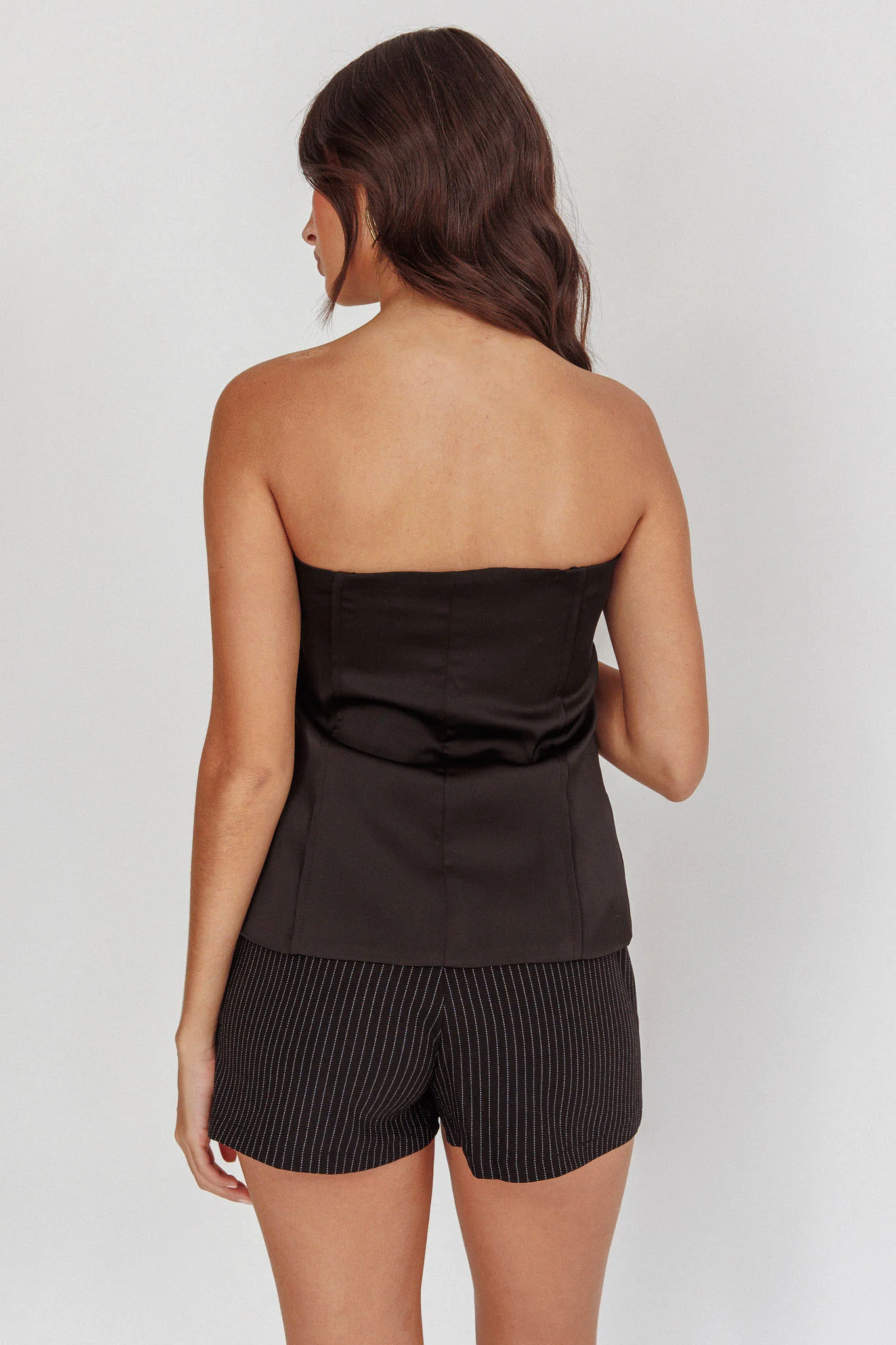 Danni Strapless Gold Button Top Black - Image 2
