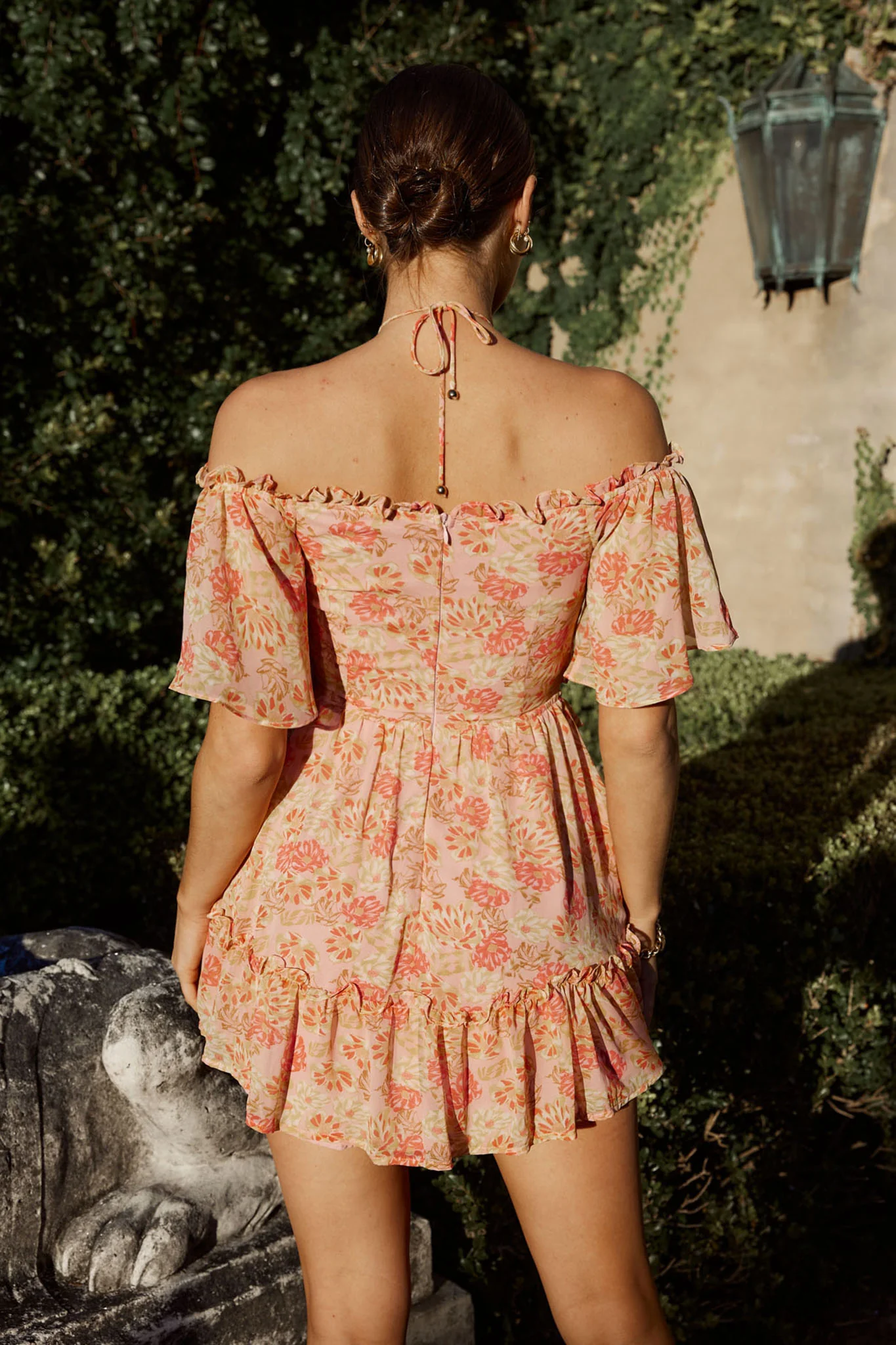 Daphne Shirred Bust Mini Dress Floral Pink - Image 8