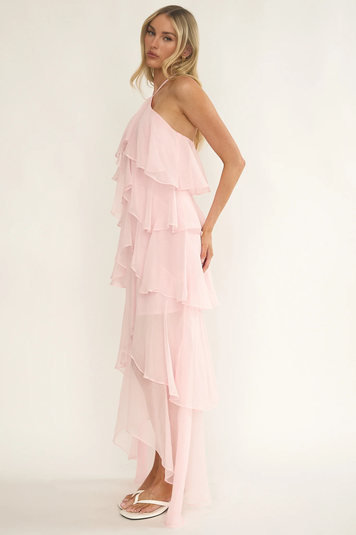 Darylyn Tiered Ruffle Maxi Dress Pink - Image 6