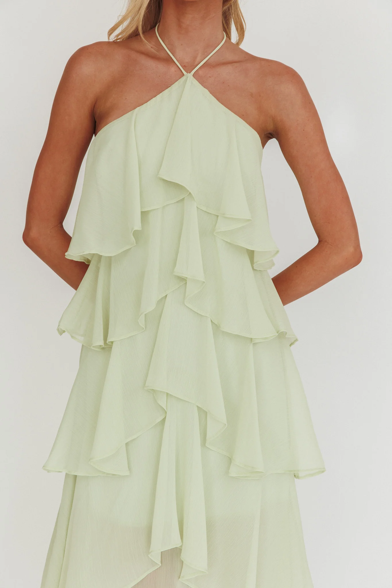 Darylyn Tiered Ruffle Maxi Dress Sage - Image 4