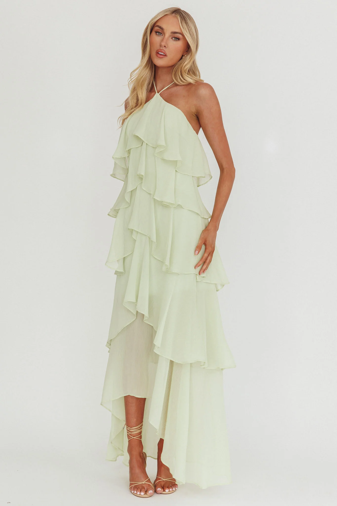 Darylyn Tiered Ruffle Maxi Dress Sage - Image 6