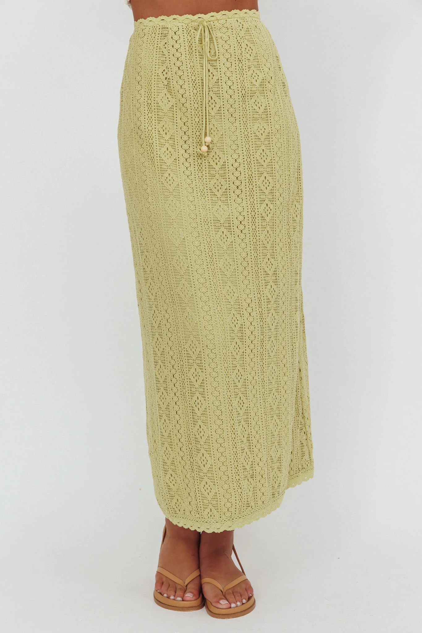 Days Away Crochet Lace Maxi Skirt Moss - Image 3