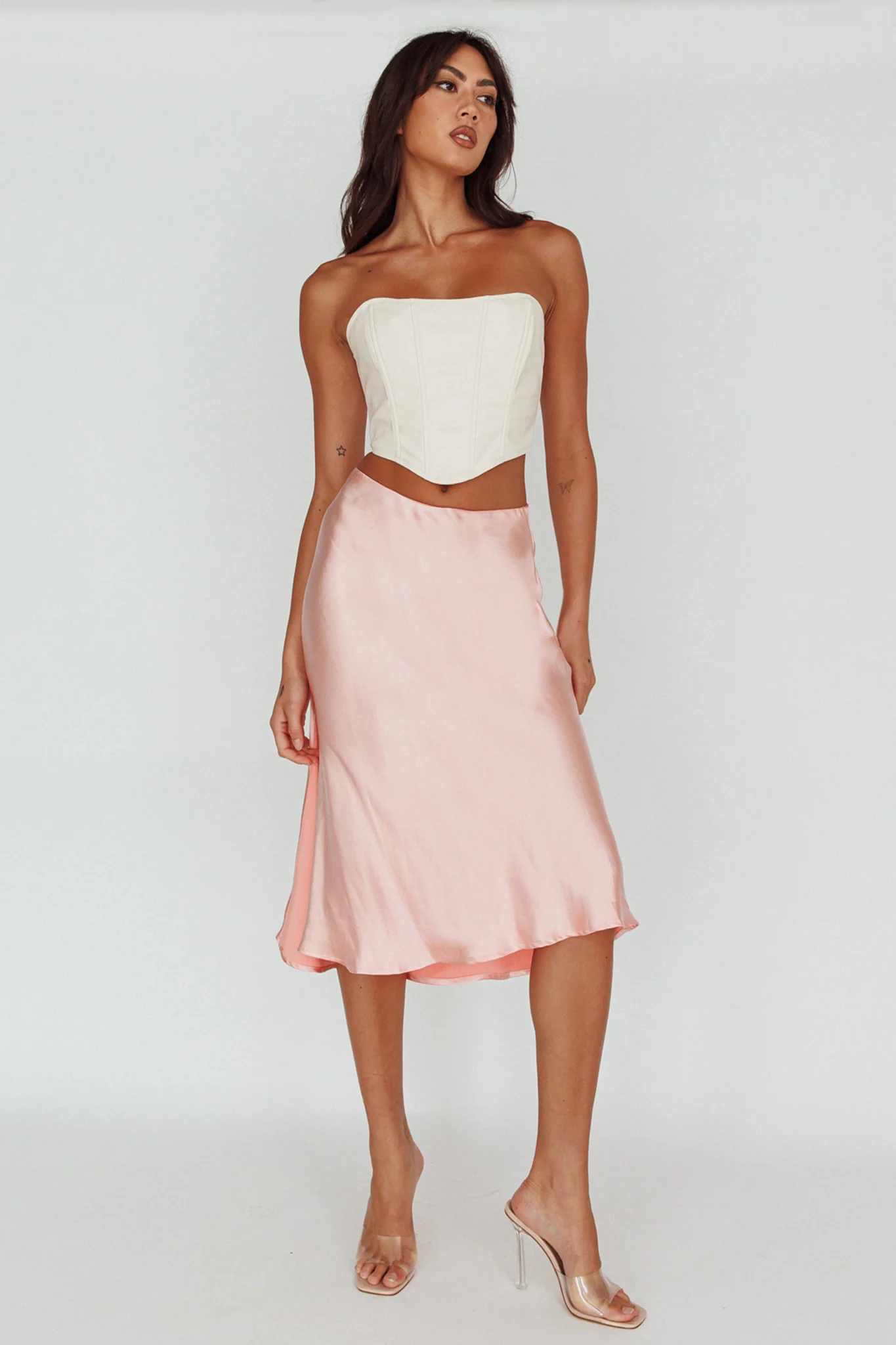Daze Satin Midi Skirt Pink - Image 5