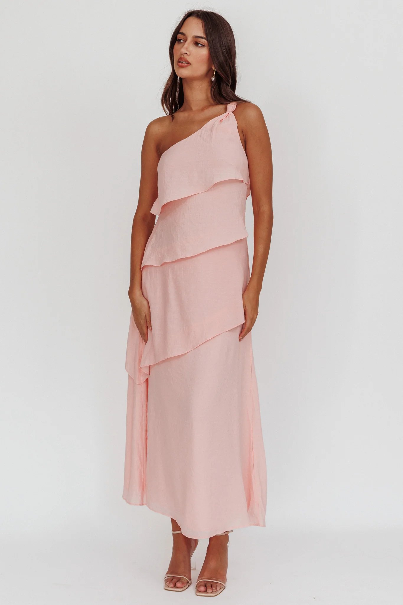 Delwyn One-Shoulder Maxi Dress Baby Pink - Image 4