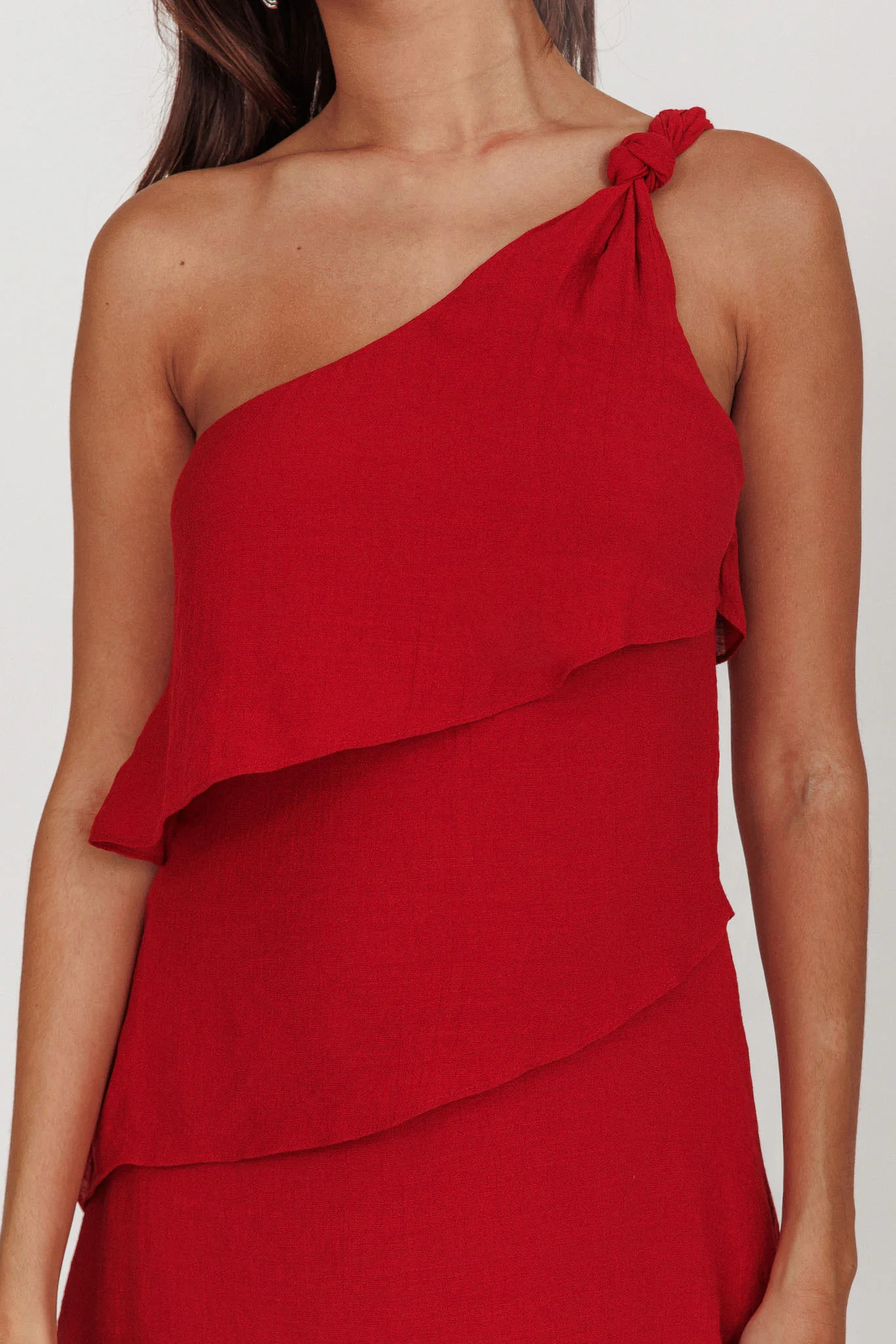 Delwyn One-Shoulder Maxi Dress Red - Image 4