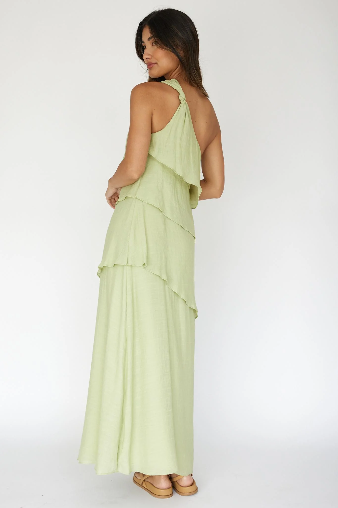 Delwyn One-Shoulder Maxi Dress Sage - Image 2