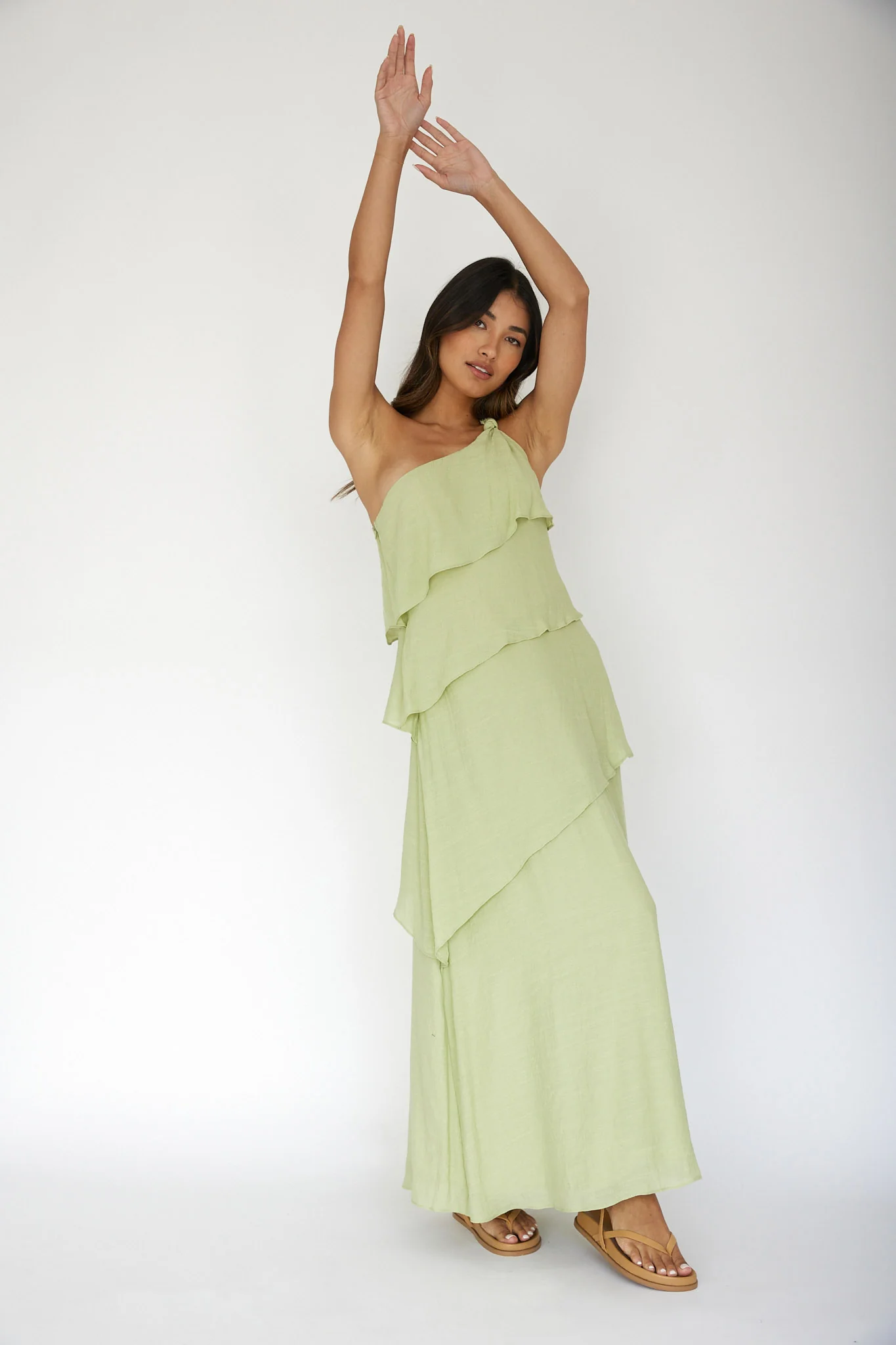 Delwyn One-Shoulder Maxi Dress Sage - Image 5