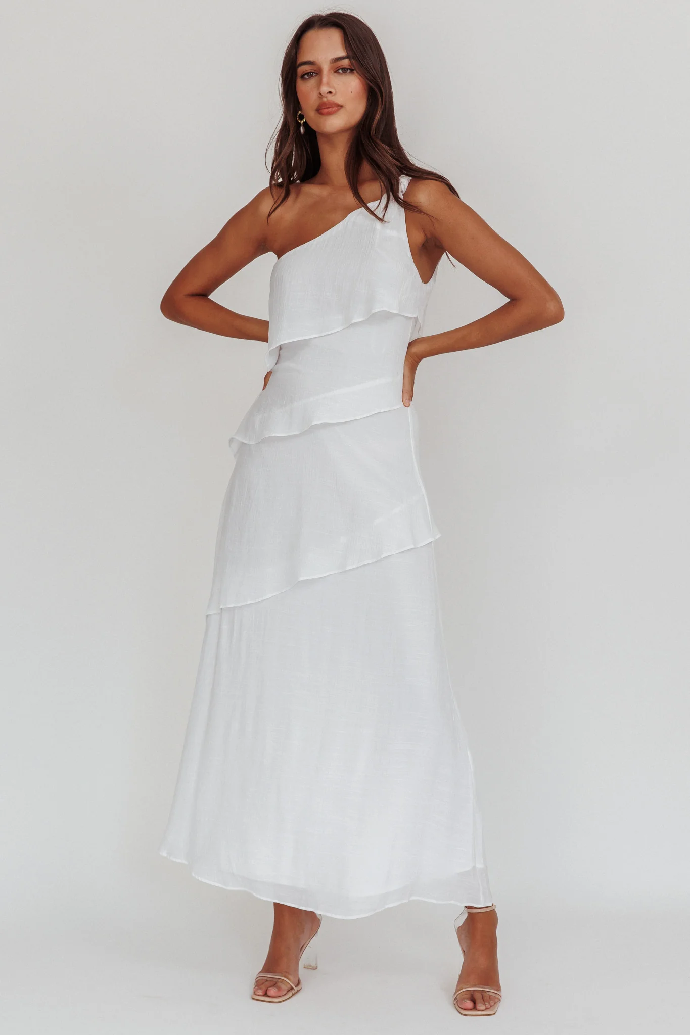 Delwyn One-Shoulder Maxi Dress White - Image 5