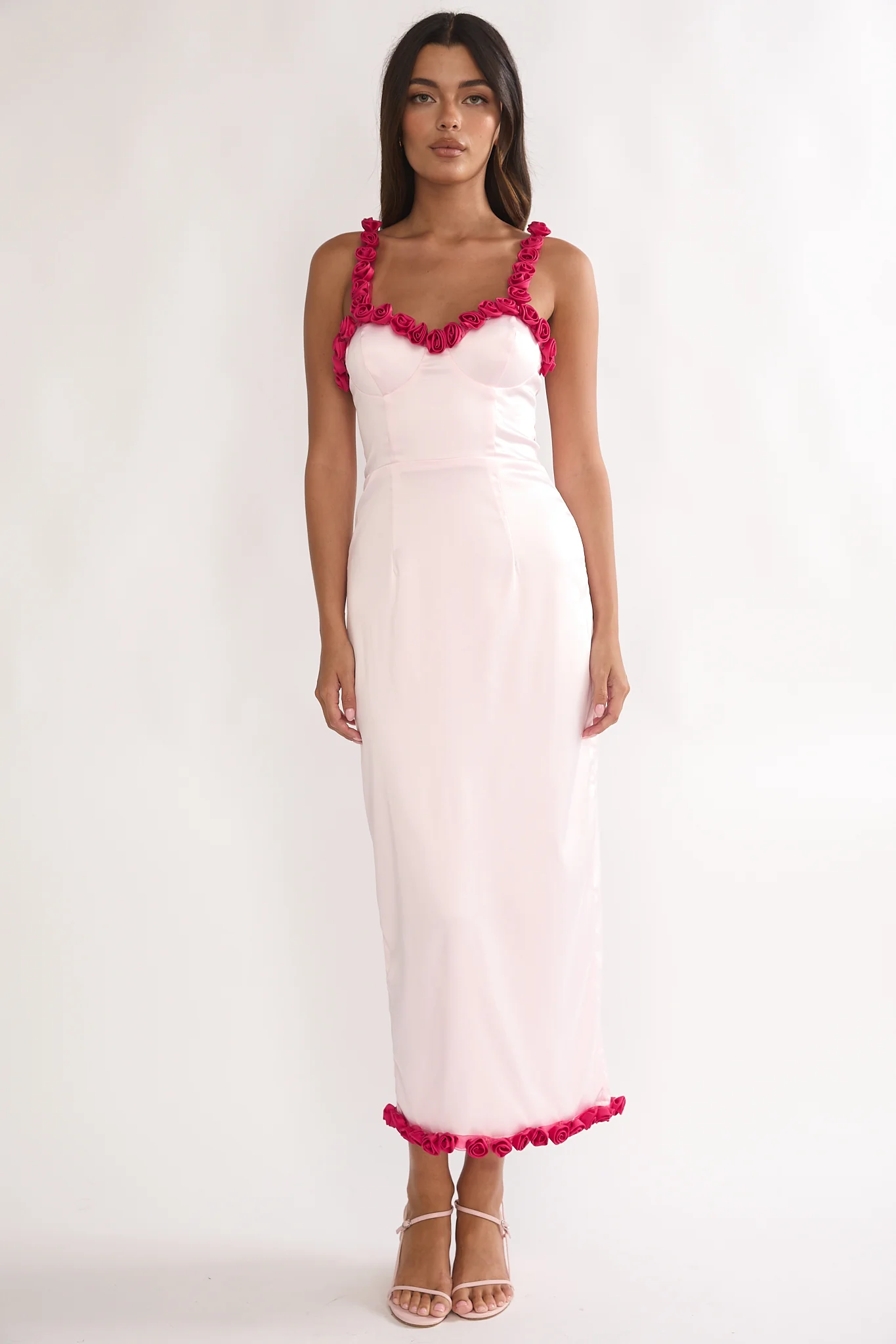 Delyse Rosette Trim Maxi Dress Pink - Image 5