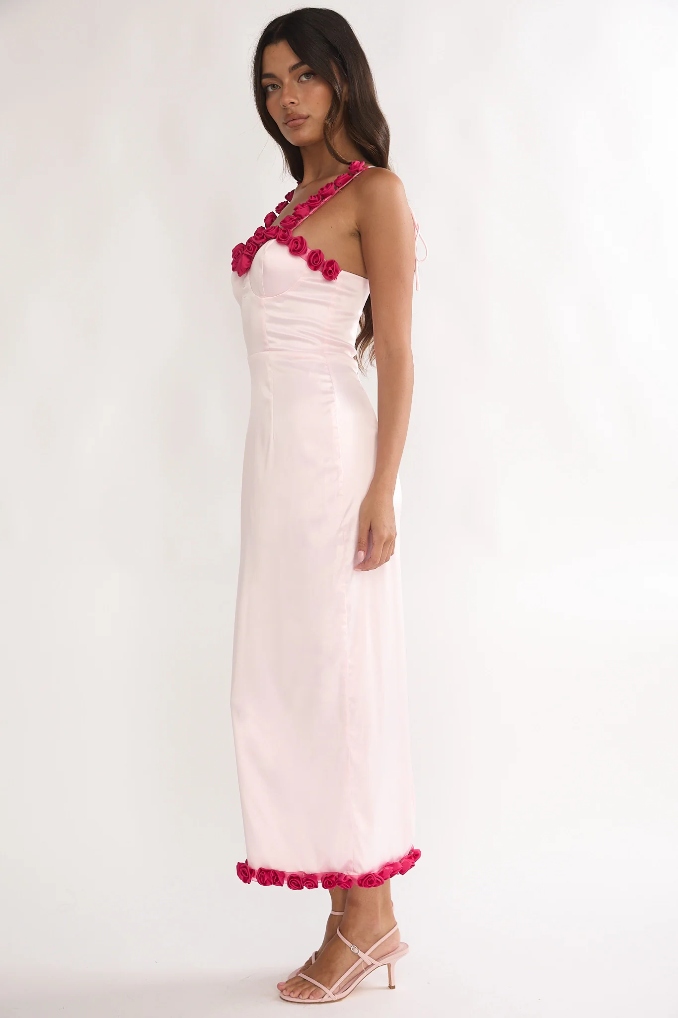 Delyse Rosette Trim Maxi Dress Pink - Image 6