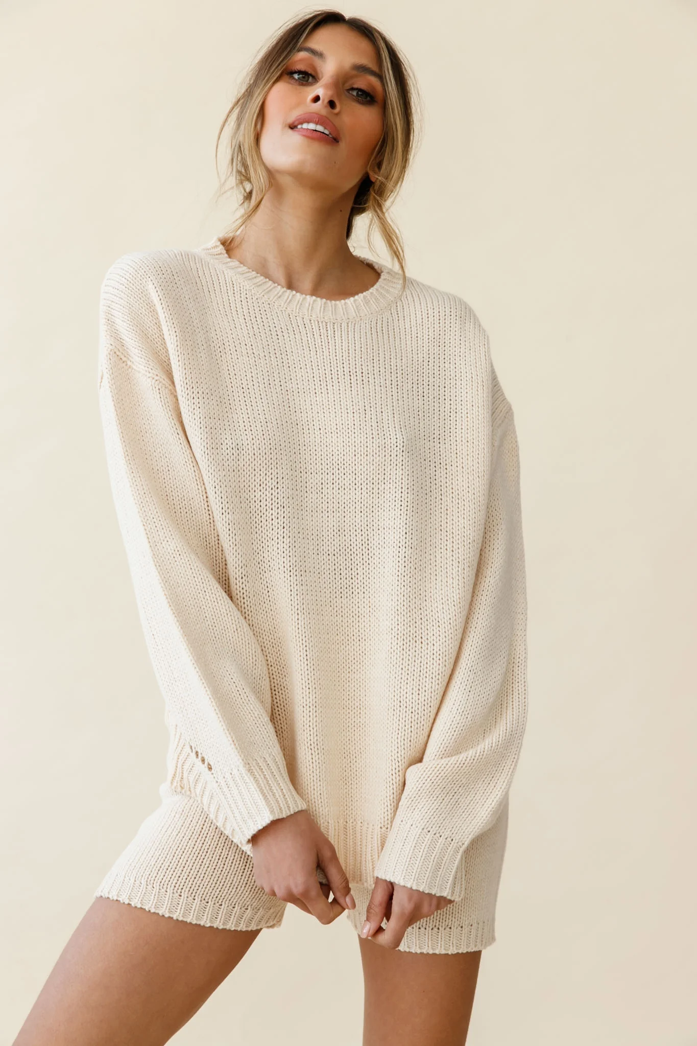 Denver Knit Lounge Shorts Cream - Image 4