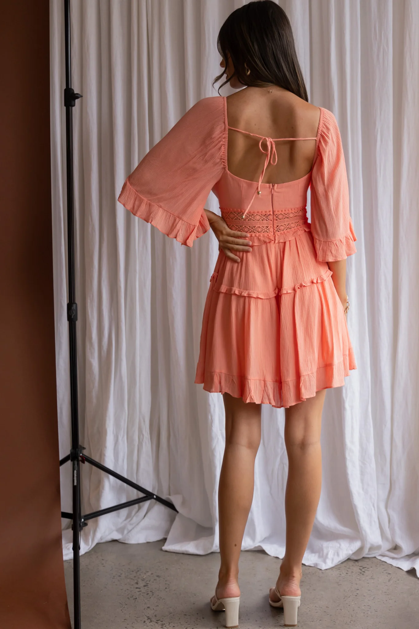 Desert Rose Bell Sleeve Mini Dress Blush - Image 2