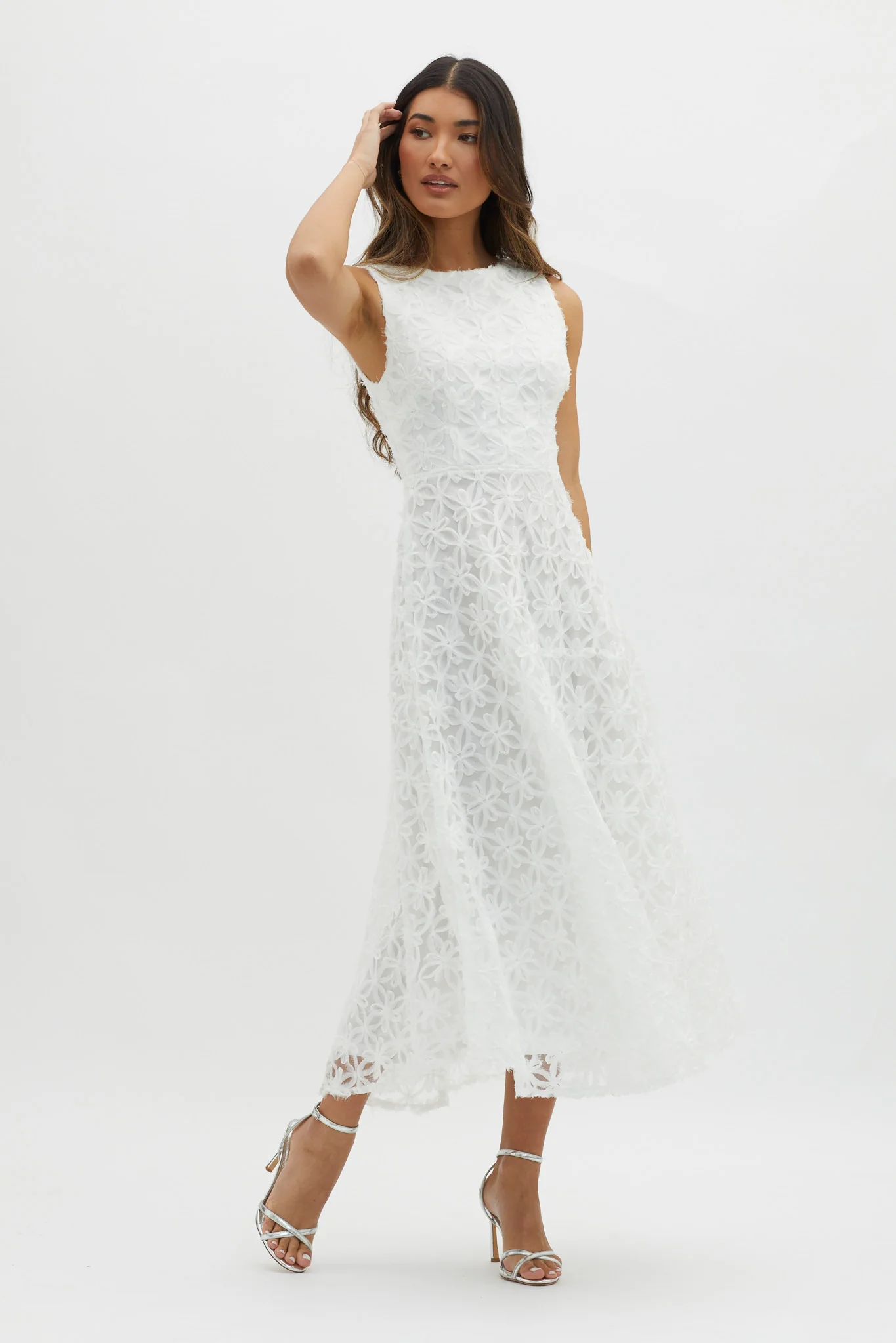 Dianne Sleeveless Embellished Midi Dress White - Image 4