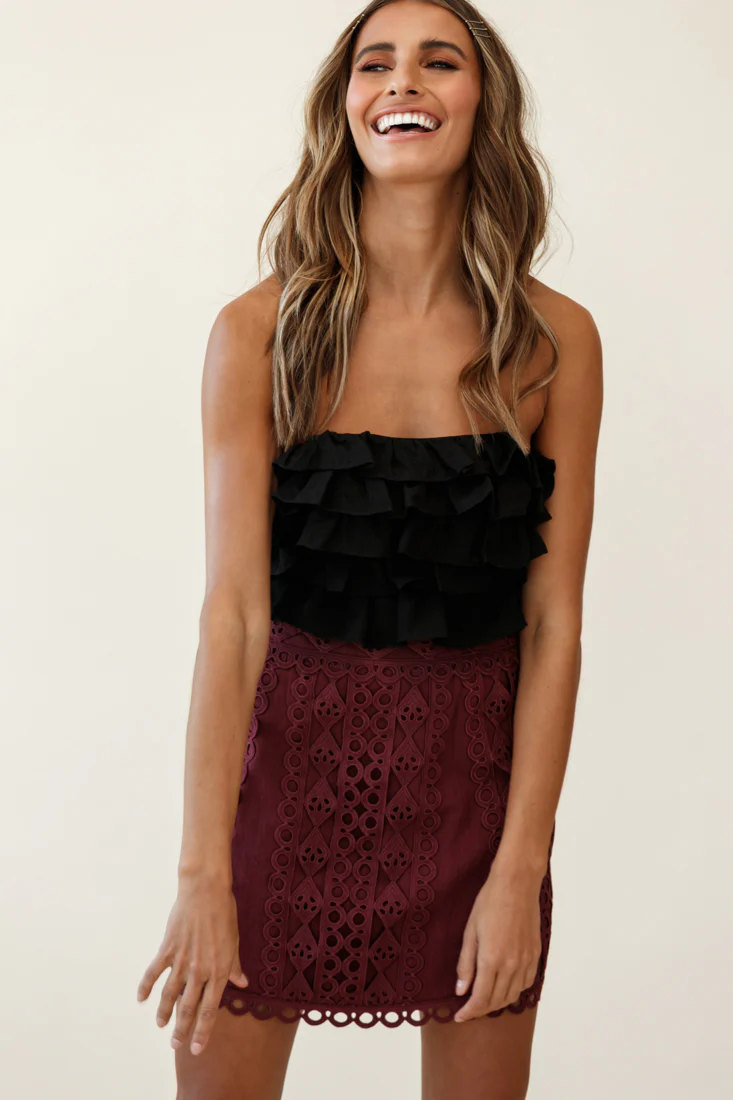 Dinah Crochet Overlay Skirt Plum - Image 4