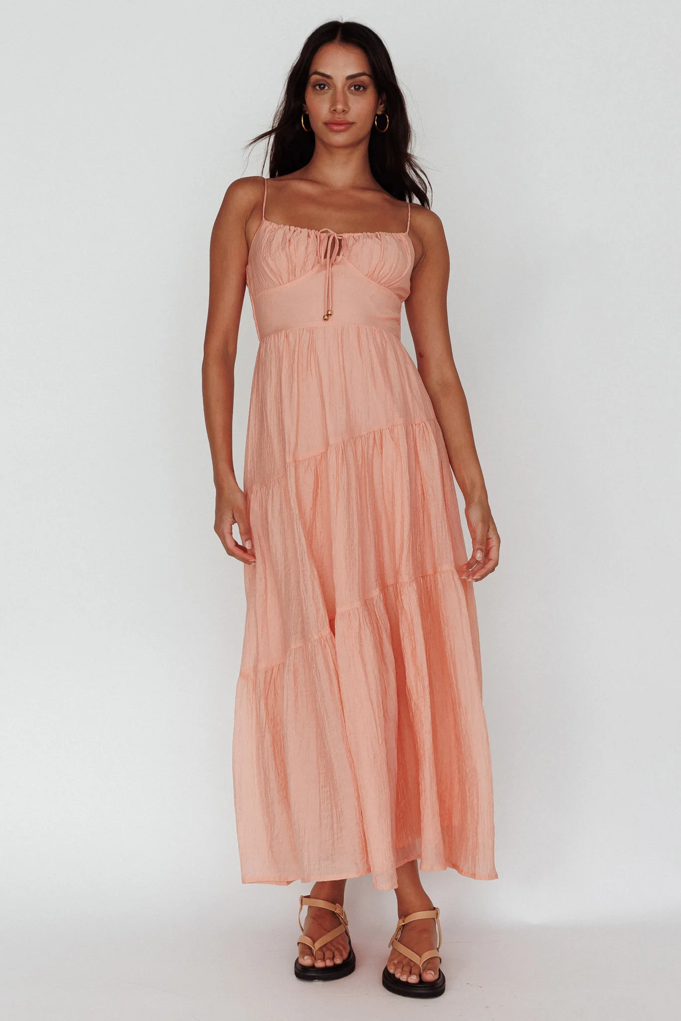 Doe Tie Bust Maxi Dress Apricot - Image 5
