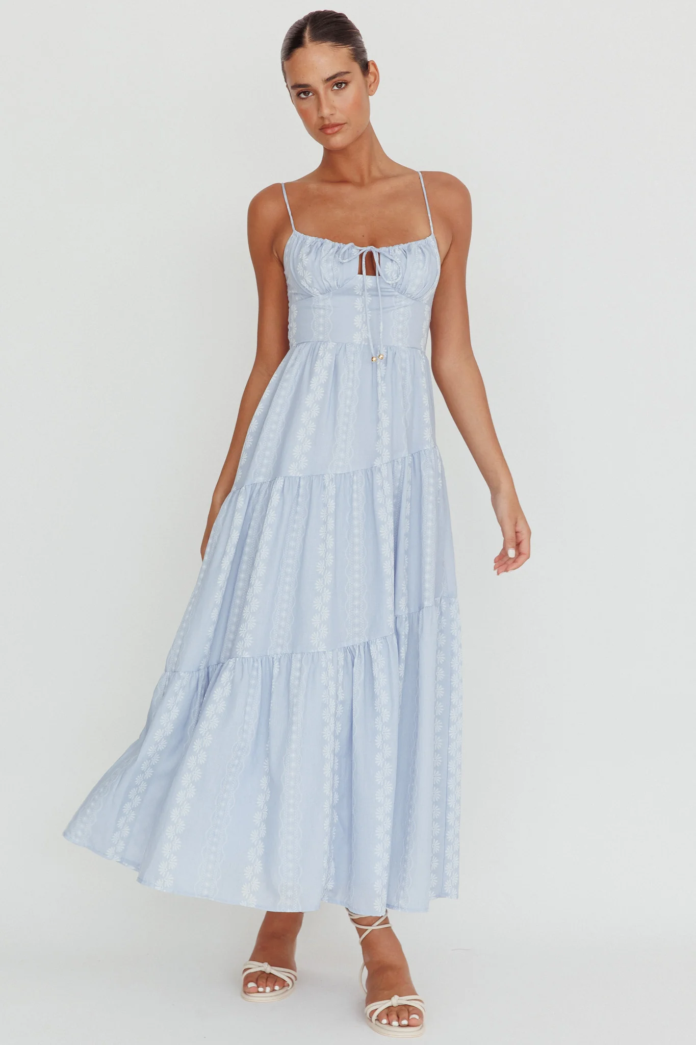 Doe Tied Bust Maxi Dress Blue - Image 3