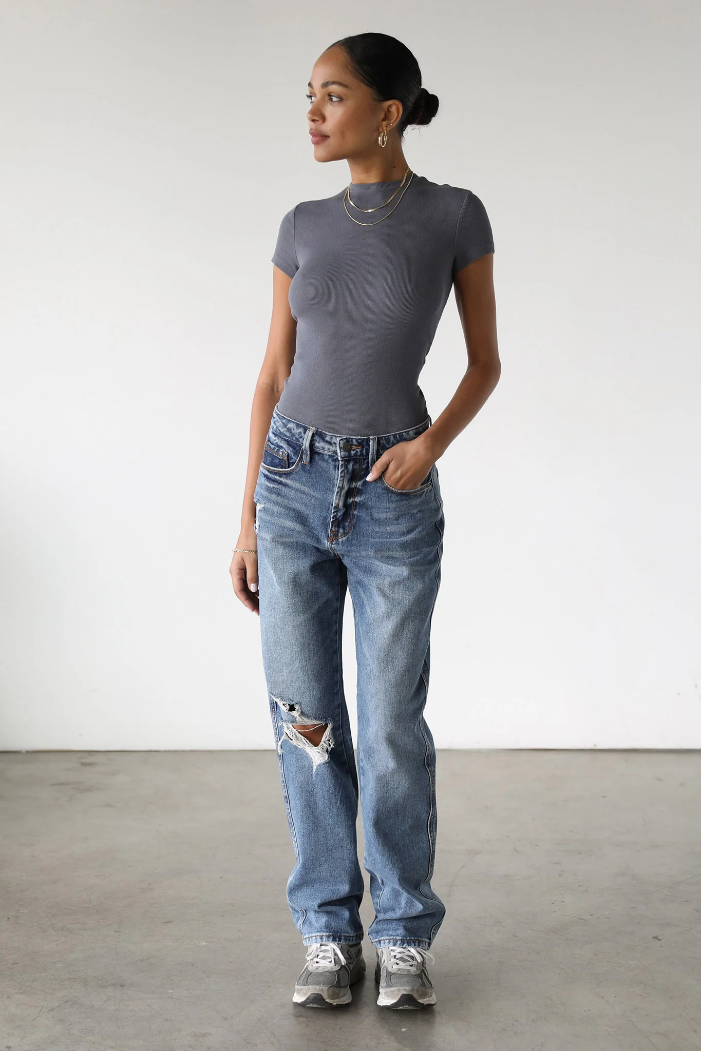 DOGMA High Rise Straight Leg Denim Jeans Dark Wash - Image 2