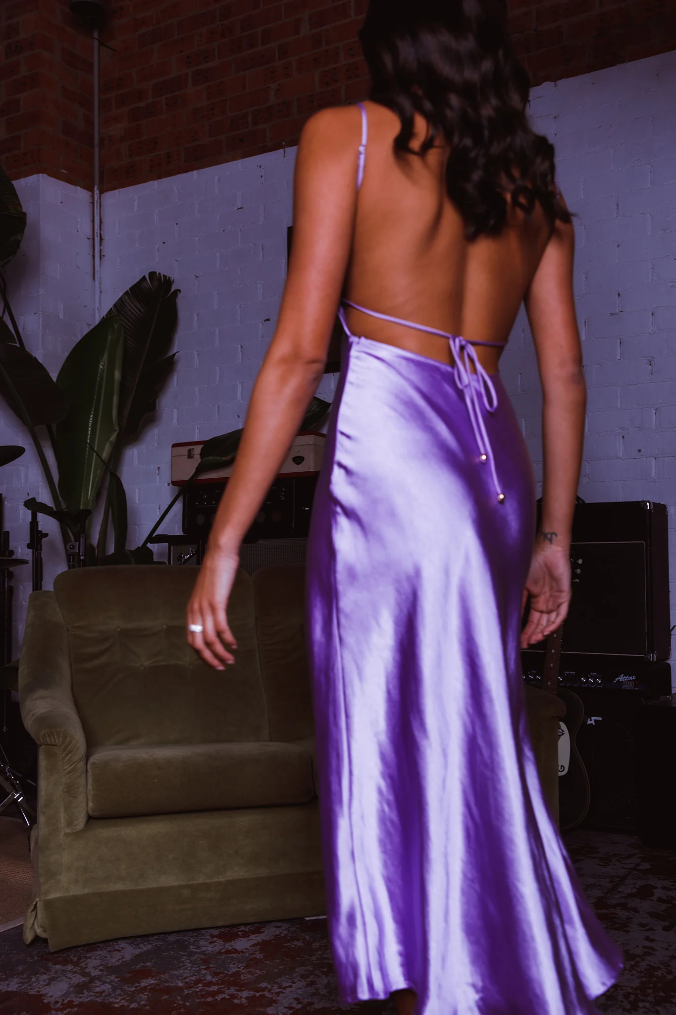 Dolce Life Low Back Midi Dress Lilac - Image 4