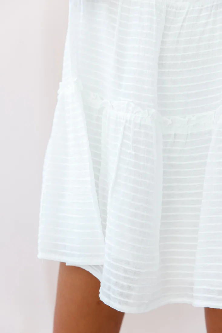 Dolly Layered Ruffle Tied Shoulder Strap Dress White - Image 4