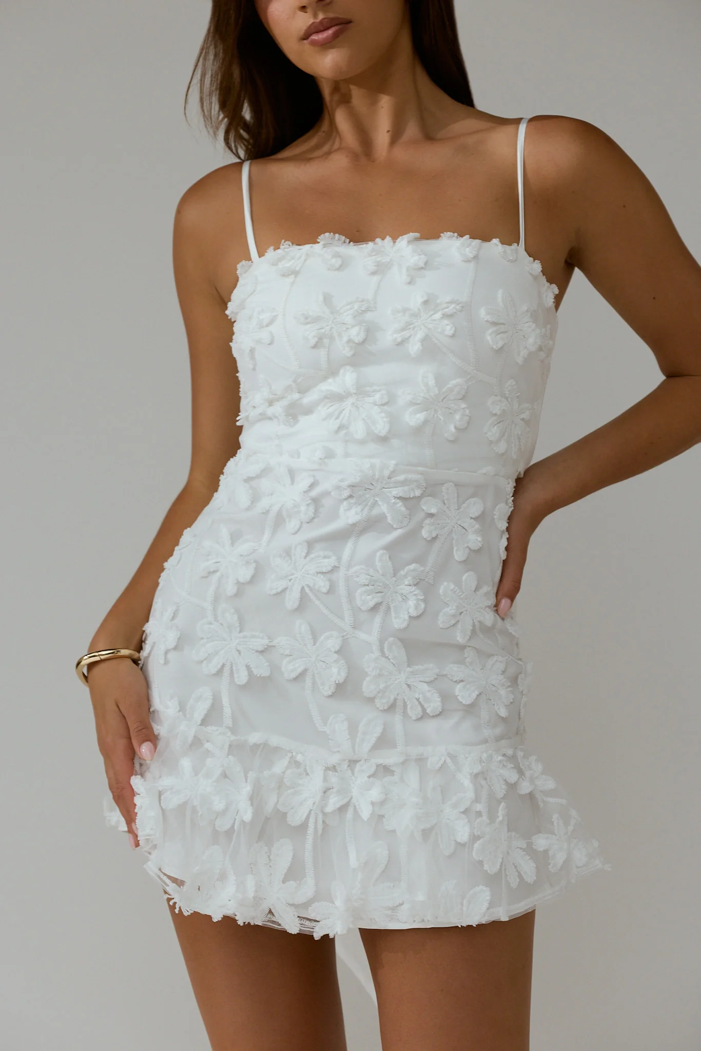 Dori Embellished Mini Dress Palm Tree White - Image 3