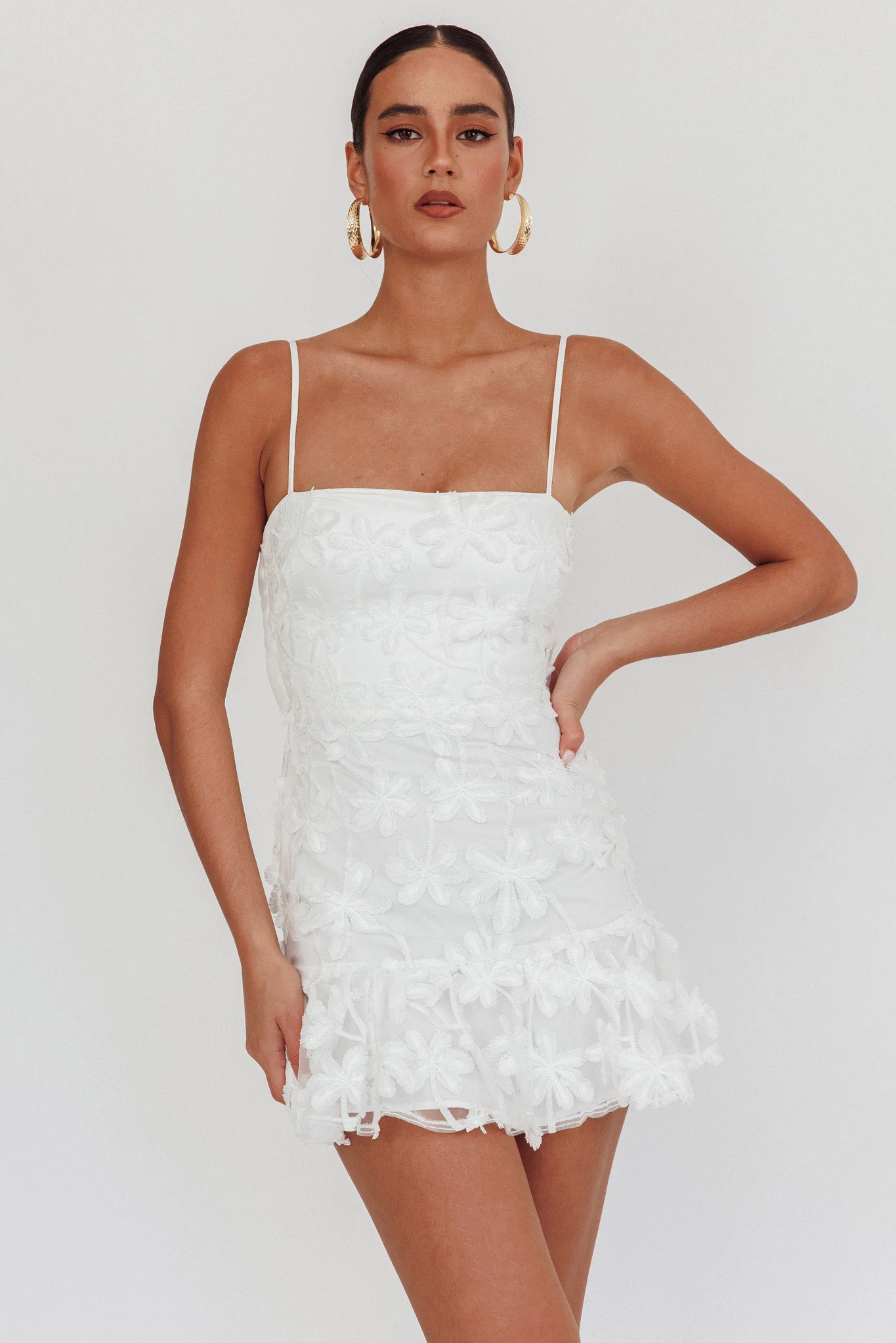 Dori Embellished Mini Dress Palm Tree White - Image 4