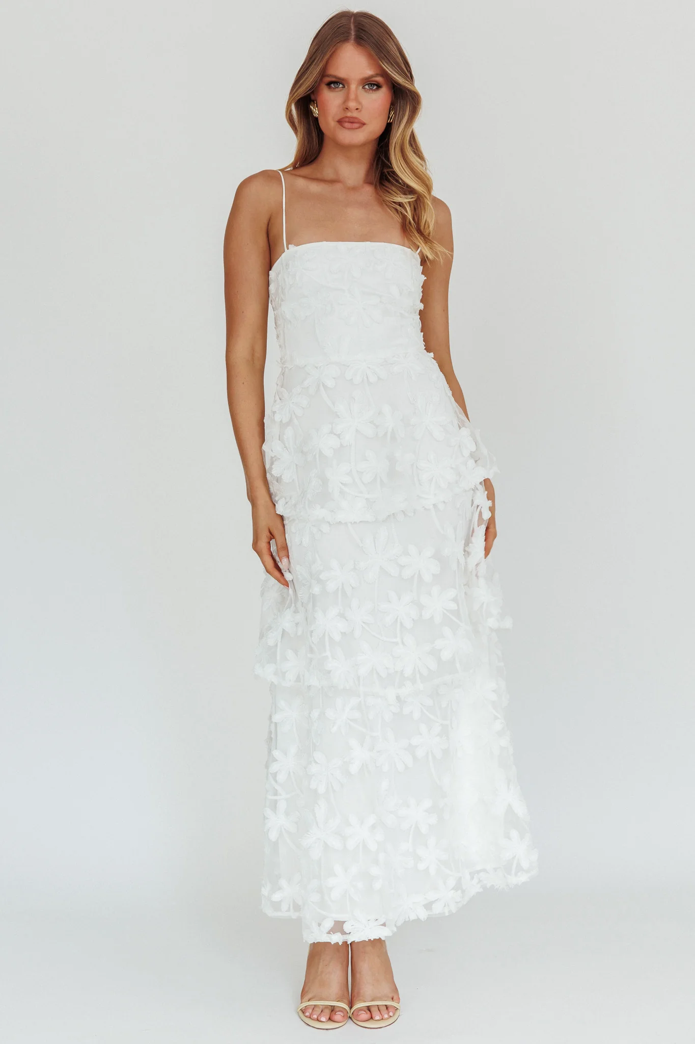 Dori Floral Embellished Maxi Dress White - Image 4