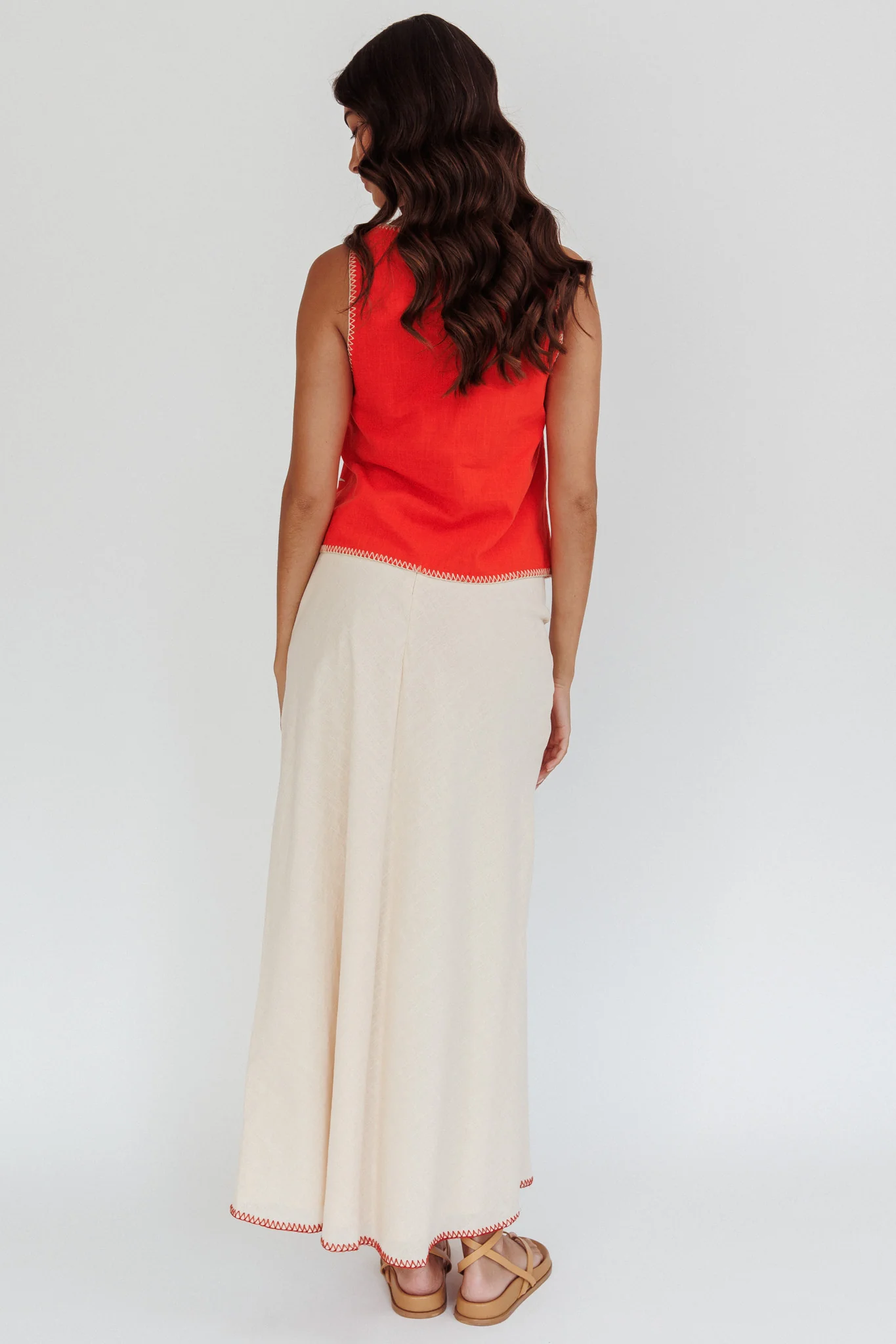 Dose Of Sunshine Blanket Stitch Skirt Beige - Image 3