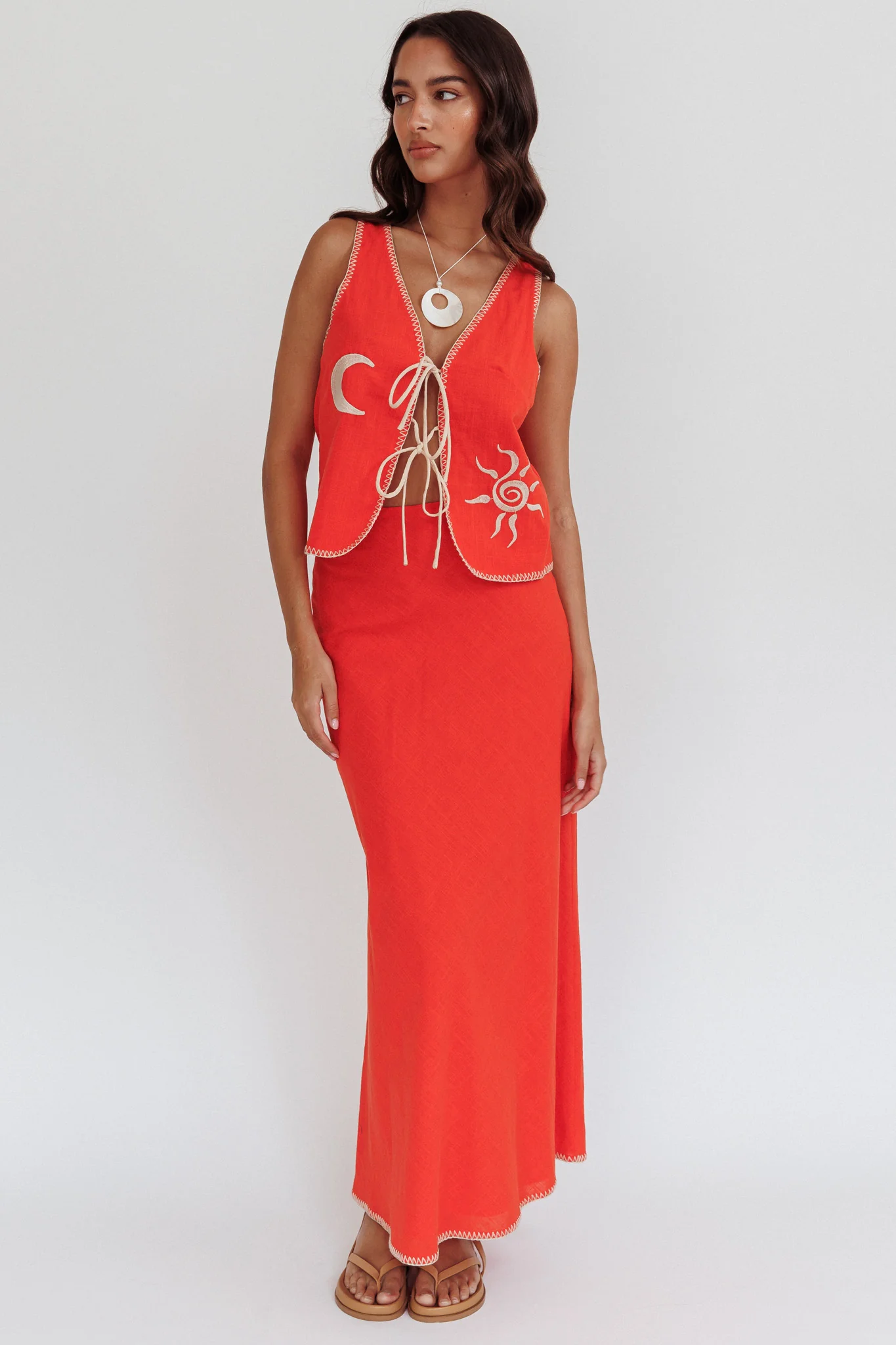 Dose Of Sunshine Blanket Stitch Skirt Orange - Image 5