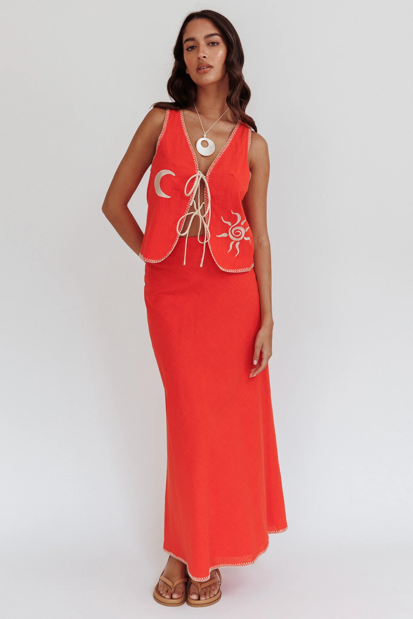 Dose Of Sunshine Blanket Stitch Skirt Orange - Image 6