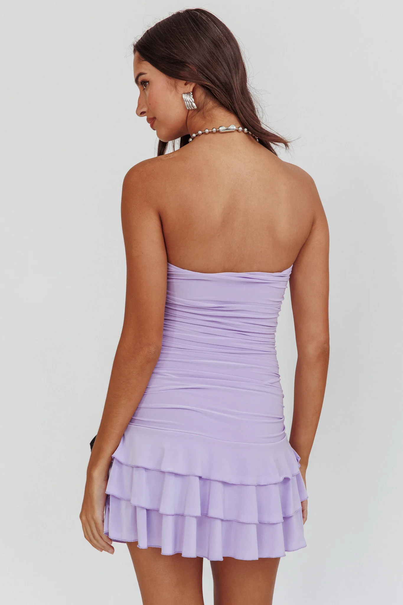 Dottie Bodycon Ruffle Mini Dress Lavender - Image 2