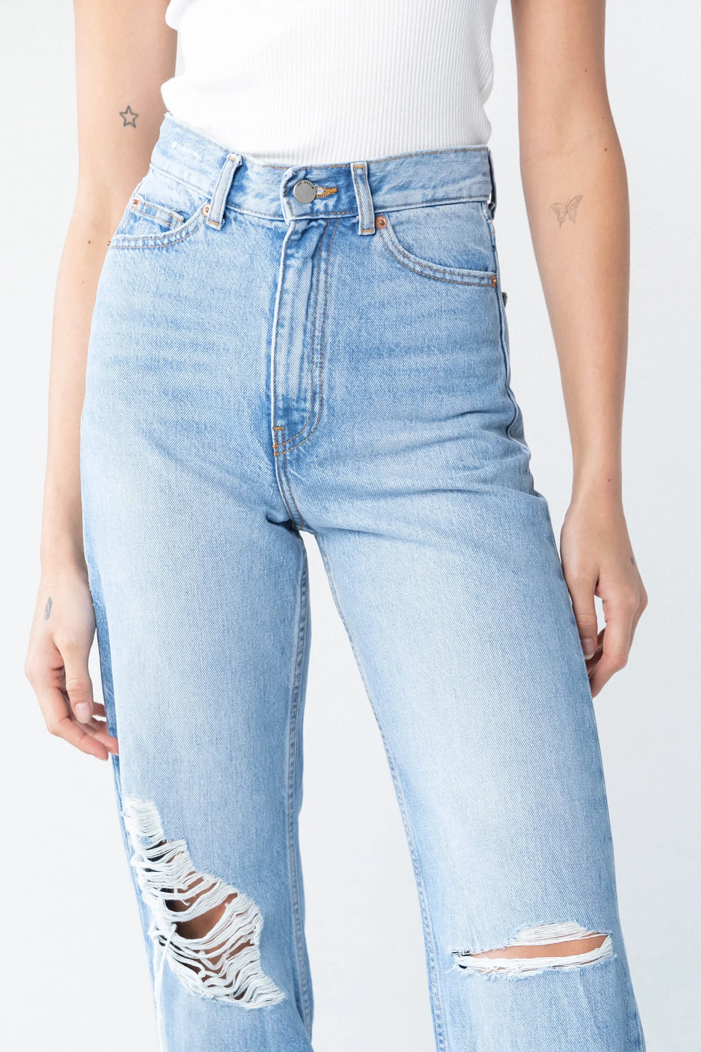 DR DENIM Echo Jeans Empress Sky Blue Rip - Image 4