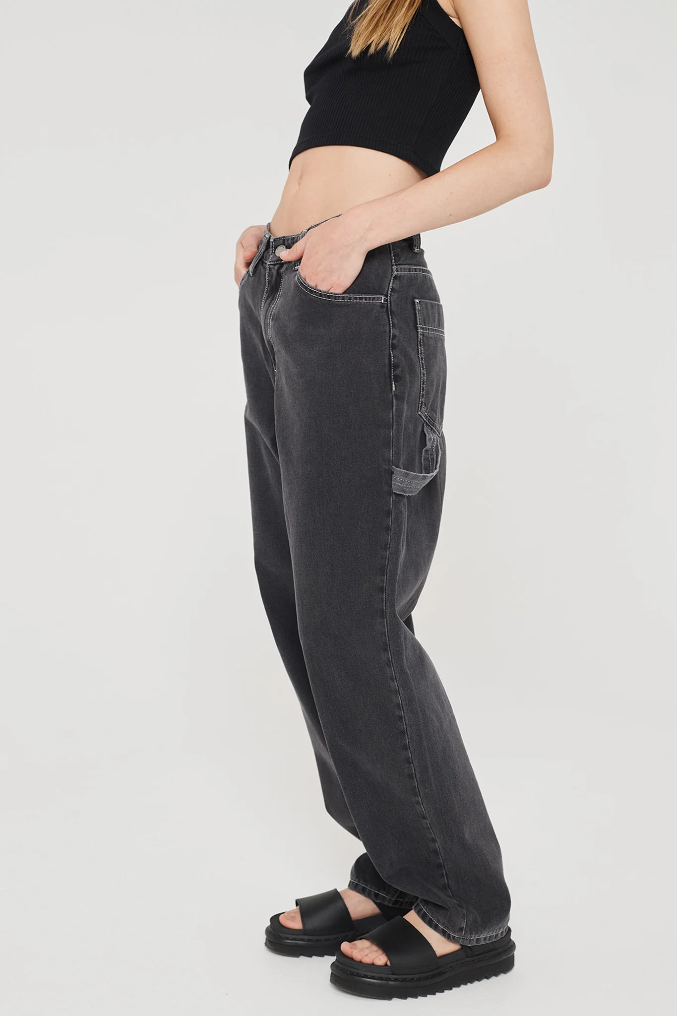 DR DENIM Faye Worker Concrete Black - Image 8