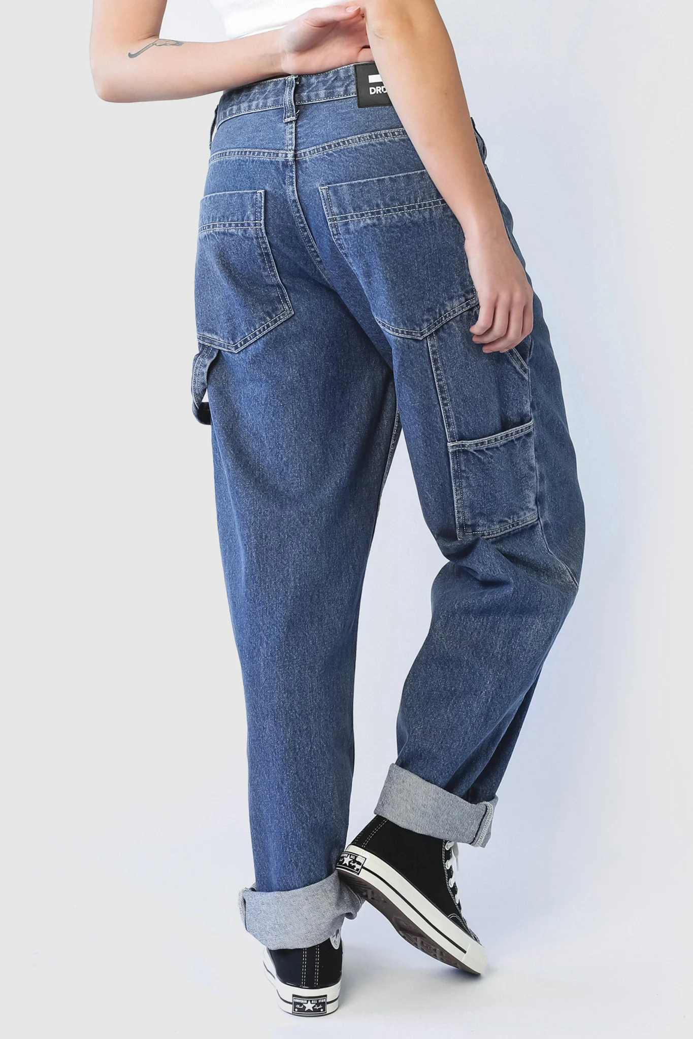 DR DENIM Faye Worker Pebble Mid Stone - Image 3