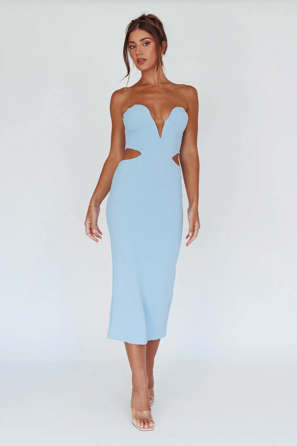 Dragonfly Lace-up Back Midi Dress Blue - Image 7
