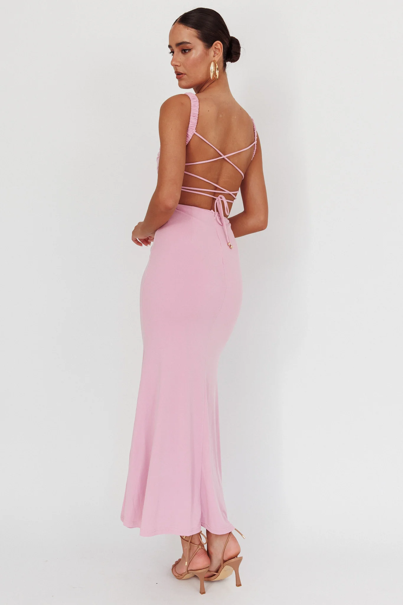 Dream Crush Lace-Up Back Maxi Dress Lilac - Image 2