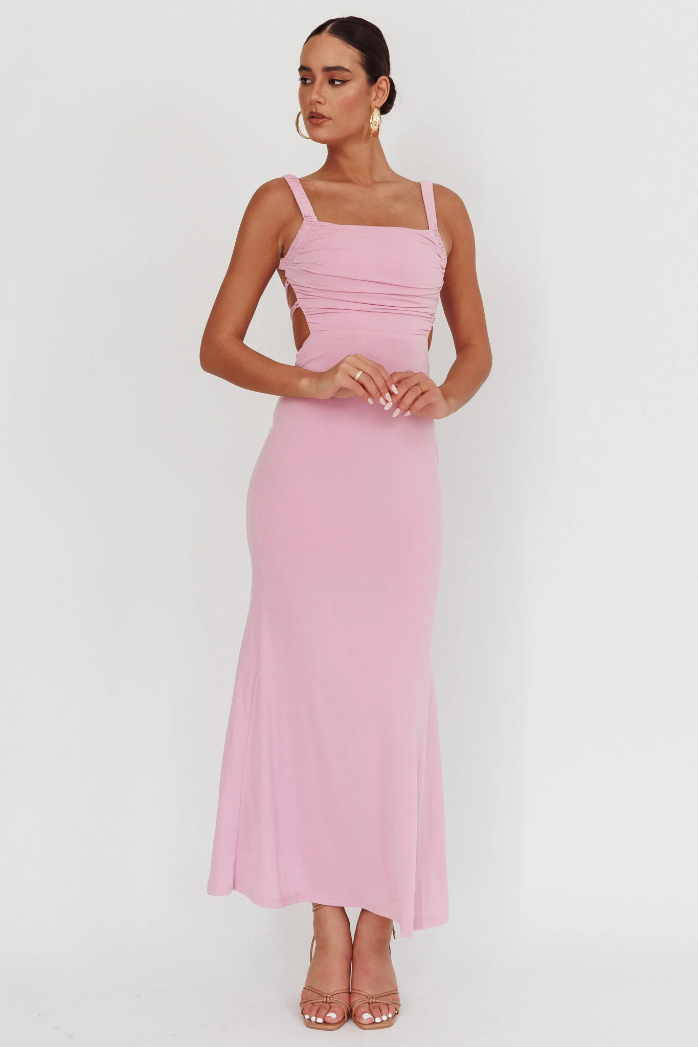 Dream Crush Lace-Up Back Maxi Dress Lilac - Image 4
