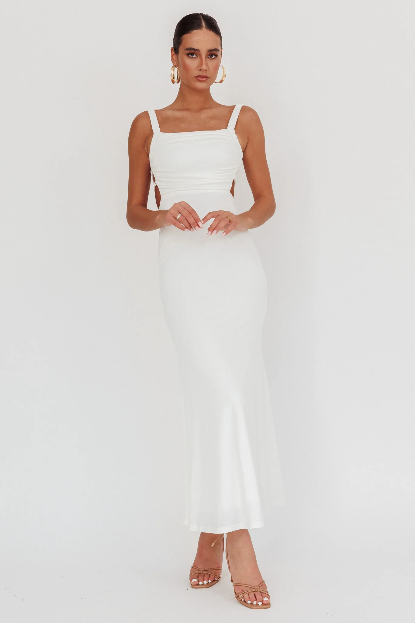 Dream Crush Lace-Up Back Maxi Dress White - Image 4