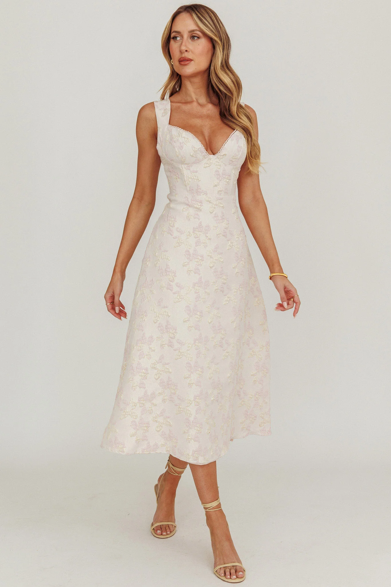 Dream Dust Lace Up Back A-Line Midi Dress - Image 4