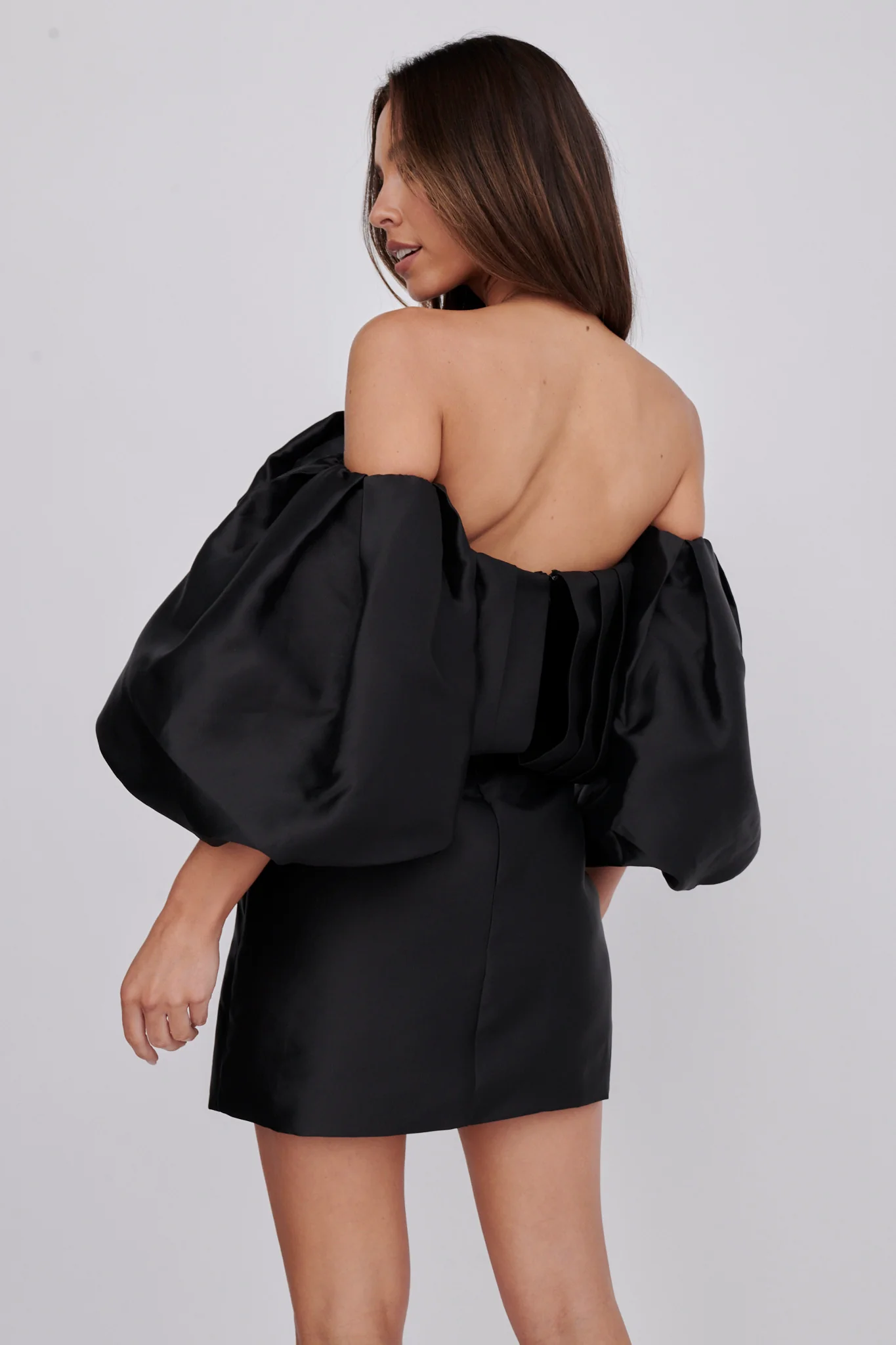 Dream Time Puffed Neckline Mini Dress Black - Image 2