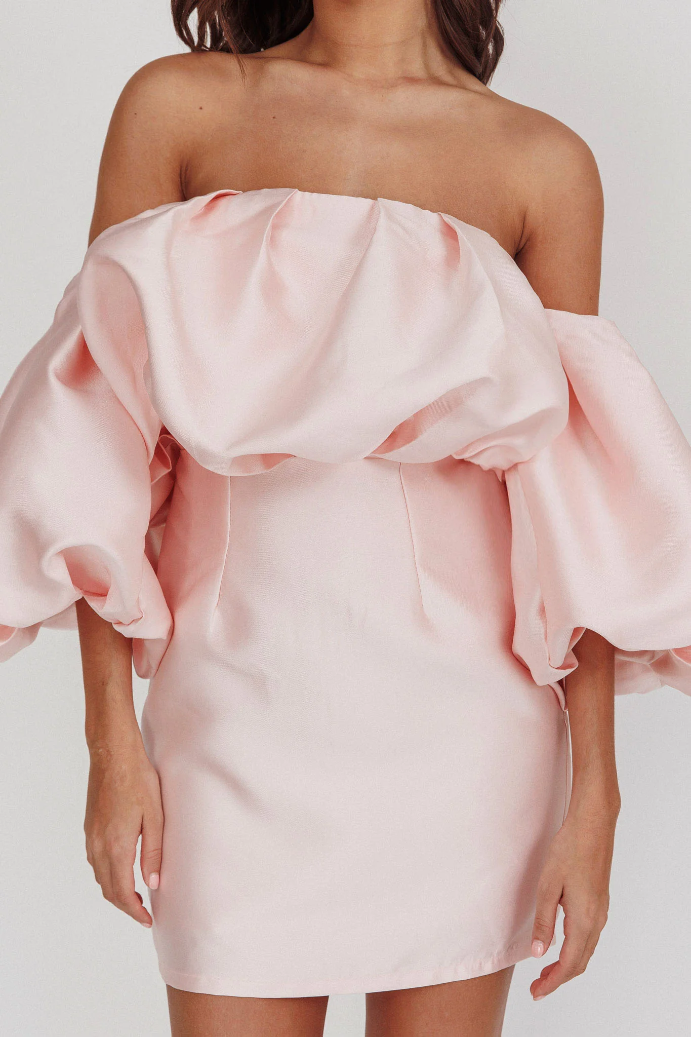 Dream Time Puffed Neckline Mini Dress Blush - Image 5
