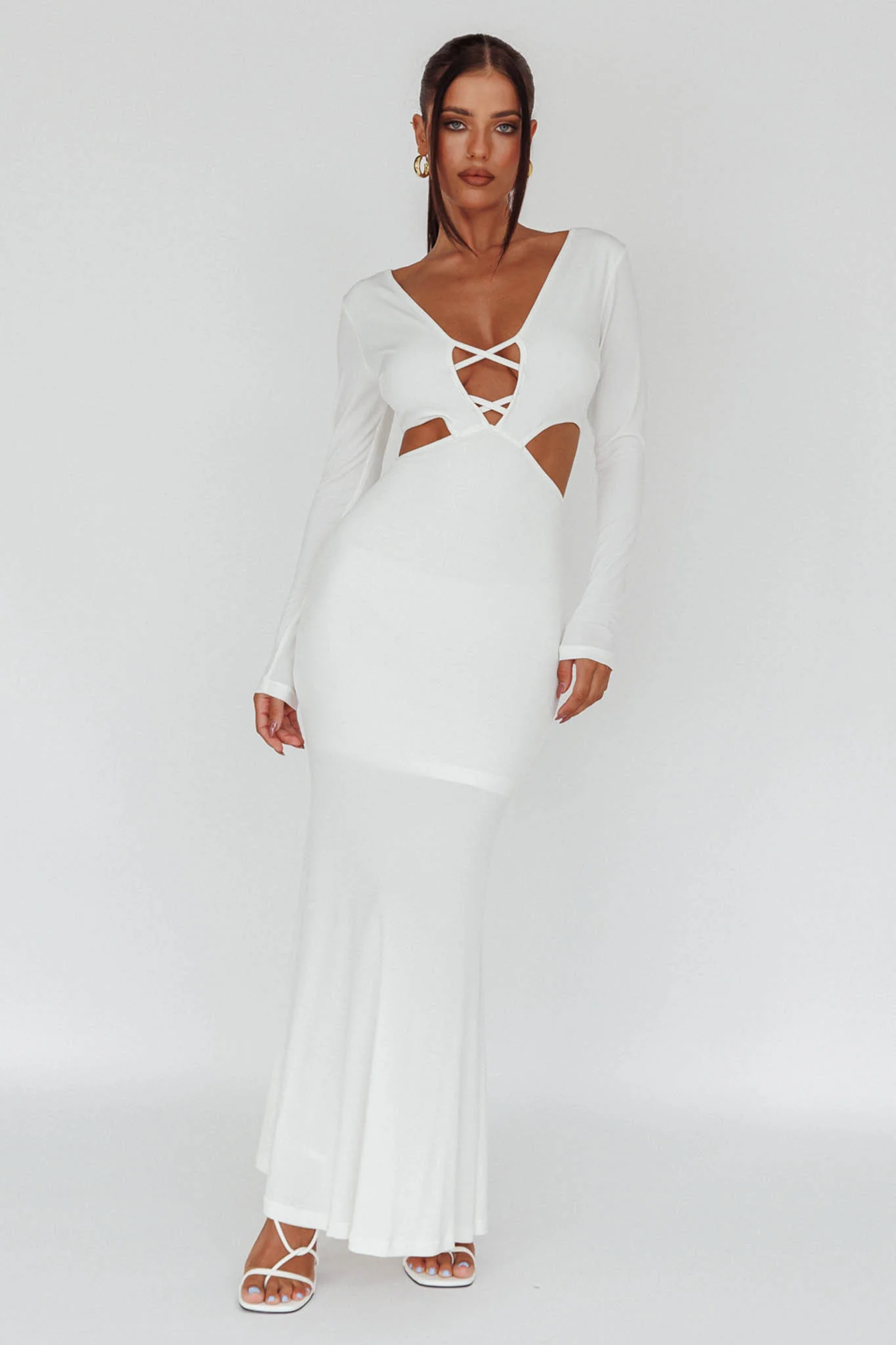Dress Codes Cut-Out Maxi Dress White - Image 7